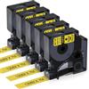 Aken 5x Compatibile con Dymo D1 Etichette Giallo 45018 12mm x 7m Compatibile con Dymo LabelManager 160 280 210D 360D 420P, Nastro Autoadesive Nero su Giallo