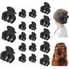 DINGFENG 18 Pcs Mollettone Capelli Donna, Capelli Pinzette Nere, Opaco Pinze Per Capelli, Capelli Mollette A Forma Di Zucca, Pinza Capelli Per Fermagli Casual, Lavoro, Casa Mollette Capelli Donna