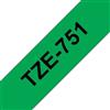 BROTHER Nastri compatibile con Brother TZE-751 - nero su verde - 8 metri - 24MM