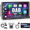 Hodozzy Autoradio DAB 2 Din Android Wifi GPS Wireless Carplay Android Auto 7 Pollici Touch Screen Auto Stereo Radio Bluetooth, Navigazione GPS, DAB FM RDS Radio Mirror Link EQ 6 USB Telecamera Posteriore