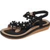 Amissz Sandali Donna Sandalo Estive Eleganti Scarpe Bassi Eleganti Strass Decorato Comodi Piatto Infradito da Mare Stile 2 Albicocca 37 EU