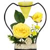 Flair Flower Portacandele decorativo in metallo con inserto in vetro, candela tealight e fiori artificiali, candelabro, accessorio per la casa, decorazione da tavolo, candele Avvento Pasqua, portacandele 3D
