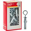Fischer, 15 Tasselli Metallici SBS 9/3 Y con occhiolo chiuso per il Fissaggio di Mobili, Mensole, Specchi su Cemento e Mattone Pieno