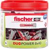 fischer 535982 DUOPOWER-Confezione da 81 universali a 2 componenti, tasselli in plastica per Il Fissaggio su Cemento, Mattoni, Pietra, cartongesso, ECC, Grigio, 8x40 (80)