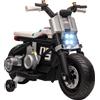HOMCOM Moto Elettrica per Bambini 3-5 Anni in PP e Metallo con Rotelle, Clacson e Musica, 86x44x58 cm, Bianca e Nera