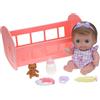 JC TOYS - Bambola Lil' Cutesies da 24 cm in vinile morbido, vestita con una tuta blu gelido, include lettino e 5 accessori, ideale per giocare, rosa, disegnato da Berenguer, 2 anni
