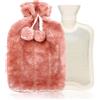 Bymivofun Borsa d'acqua Calda, 2 Litri Bottiglia di Calore di Lanugine Morbida, Bottiglia d'Acqua Calda, per l'inverno di Natale Mantenendo Caldo (Rosa)
