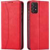 OKZone Cover per Samsung Galaxy A52 / A52S 4G 5G, Custodia Flip Pelle Portafoglio Magnetica Libro [Slot Schede], Silicone TPU Bumper Wallet Supporto Cover, Antiurto [Kickstand] (Rosso)