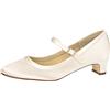 Rainbow Club Scarpe da Sposa Larissa - Décolleté da Donna, in Raso Color Crema Avorio, semplici, con Comoda Imbottitura, con Tacco a Blocco, Misura 38.5 EU (5.5 UK)