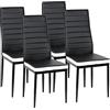 LANTUS Set 4 sedie impilabili Modello per Cucina Bar e Sala da Pranzo, Robusta Struttura in Acciaio Imbottita e Rivestita in Finta Pelle,4 pezzi (nero + bianco)