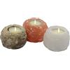 Himalaya Salt Dreams Set di 3 portacandele Rock-Trio Circa 400 g, Sale di Cristallo in Punjab/Pakistan, Arancione, Bianco, Grigio, Ø 7 cm