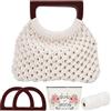 WEBEEDY Macrame Bag Kit Fai da Te per Adulti, Principianti, macramè, Borsa per Donne/Ragazze, Borsa macramè, con Manico in Legno, Set di Forniture per bricolage, Idea Regalo Boho (Naturale)