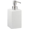 Relaxdays Dispenser di Sapone, 300ml, Portasapone Ricaricabile Manuale, Accessorio Bagno & Cucina, Rettangolare, Bianco