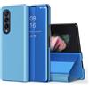 QIWEIQING Compatibile con Custodia Samsung Z Fold 2 5G, Cover a Libro Galaxy Z Fold 2 5G, Custodia in Pelle Samsung Z Fold 2 5G Magnetica Cover per Galaxy Z Fold 2 5G Mirror Blue QH