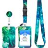 cobee Porta badge con cordino, porta badge retrattile con cielo stellato con bobine e cordini staccabili, collo alla moda con tracolla per nome, protezione per carte di credito per donne (verde)