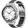 SUNDAREE 20MM Cinturino Compatibile con Samsung Galaxy 7 FE 6 5 4 44MM 40MM/6 4 Classic 47MM 46MM 43MM 42MM/5 Pro 45MM LTE,Argento+Nero Uomo Acciaio Metallo Orologio Intelligente Ricambio Bracciale