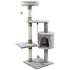 AQPET Tiragraffi Amsterdam 112 cm con Cuccia per Gatti Albero Parco Giochi Gioco Tira Graffi per Gatto Colore Grigio