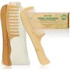 COM-FOUR® Set di 2 pezzi premium pettine per capelli in bambù | pettini per capelli in legno di bambù - pettine in legno sostenibile
