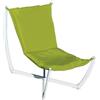 Moia SDFP 39V - Poltrona sospesa da giardino, struttura in ferro verniciato, seduta imbottita verde mela, tessuto resistente a sole e pioggia, dimensioni 70×90×85 cm, facile da montare, ideale per esterni.