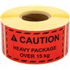 MD Labels Etichette di avvertimento su rotolo 100 x 50 mm - 500 - CAUTION- Heavy package over 15 kg adesivi per pacchetto per Amazon Vendor & FBA Fulfillment, rosso fluo