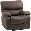 HOMCOM Poltrona Relax con Reclinazione Manuale e Poggiapiedi, 97x99x96cm, Marrone|Aosom
