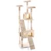 Wiltec Albero tiragraffi beige 170 cm con piattaforme, cuccette e scale