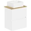 Baikal Set da bagno Natura. Mobile da bagno a fondo ridotto, con lavabo in ceramica su piano di lavoro, mobile sospeso, mobile montato, due cassetti senza specchio 60 cm fondo 36 cm