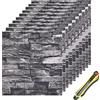 Hyesrtey Carta da Parati Adesiva Muro 10 Pezzi Pannelli Parete Mattoni Pannello Mattone Decorativi 3d per Parete Adesivi paretiper Wallpaper per Cucina Ufficio TV Sfondo, 35 * 38.5 cm (Nero)