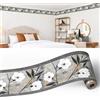 Dundee Deco BD6054 - Bordo adesivo per carta da parati, motivo floreale, bianco, grigio, marrone, nero, design retrò, 4,57 x 17,78 cm, autoadesivo