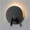 DAWALIGHT Lampada da Lettura a Muro Nero 6W + 3W Applique da Lettura Regolabile con LED 3000K Bianco caldo Moderna Applique da Parete per Libro Comodino Camper Interni
