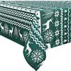 LinTimes Grande tovaglia natalizia con albero di Natale e cervo rosso, tovaglia impermeabile in poliestere per cucina, sala da pranzo, decorazione per matrimoni, antimacchia, 132 x 228 cm, verde