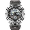 findtime Orologi digitali da uomo militari, cronometro, 50 m, impermeabile, multifunzione, orologio conto alla rovescia, modalità di allarme Dual Time, grigio, Cinghia