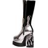 LAMODA Show off, Mid Calf Boot Donna, Black Patent Silver Pu Flame, 40 EU