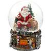 Dekohelden24 Sfera di neve XXL, Babbo Natale con REH e albero di Natale, con suono su base finemente decorata, dimensioni (L x P x A): 15 x 15 x 20 cm, sfera Ø 15 cm