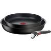 Tefal Ingenio - Set di 2 padelle + manico rimovibile, induzione, rivestimento antiaderente, indicatore di avviamento di cottura, impilabile, lavabile in lavastoviglie, made in Francia, Eco Resist On