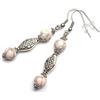 ThurColas Orecchini pendenti donna etnici con perle in pietra naturale giada bianca tinta ematite o turchese ricostituito stile boho chic fatti a mano in Francia (Rosa)