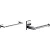 Gedy Manila Porta Asciugamani CM.45, Colore Cromo, Componenti Realizzati in Acciaio Inox 304, Cromall e Vetro Satinato, Design R&S, 45 cm & G-Singapore Porta Rotolo Carta igienica, Colore Cromo