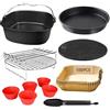 YINGRACE 22cm Accessori Friggitrice Ad Aria 12 Pezzi, Per Friggitrice Ad Aria XXL per Cecotec 6L, Moulinex 6,5L, Proscenic T22 5L, T21 5,5L Air Fryer