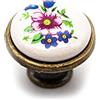 DOJA Barcelona | Pomelli Vintage Fiore di Primavera | Ø26.5x23mm | Confezione 12 pz | Pomelli in Porcellana Antica e Ottone Anticato | Pomello Porta Rustica | Pomoli Vintage Cucina, Bagno, Salotto