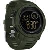 findtime Orologio militare da uomo, digitale, per attività all'aria aperta, orologio tattico, 5 ATM, impermeabile, per uomini e ragazzi, 12/24H, sveglia a LED, data militare, verde militare