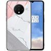 Yoedge OnePlus 7T Case, Ultra Slim [Anti-Scratch] Tempered Glass Back Cover Shockproof Silicone with Pretty Pattern Design Protective Skin Phone Cases for OnePlus 7T, Marble 2