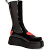 LAMODA Stone Cold Lover, Mid Calf Boot Donna, Black Patent Red Heart, 41 EU