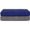 Komfortec Asciugamani 2 per Sauna 80x200 cm in 100% Cotone,470 g/m², Asciugamano Doccia Grande, Morbido, Asciugatura Rapida, Grigio antracite/Blu scuro