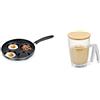 Tescoma 594244 Padella Quattro Cerchi Antiaderente, Per Cucinare Pancake, Uova E Hamburger, Diametro 24 Cm, Nero & 630342 Delicia Dispenser per Pastella, Plastica, 1 Litro