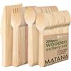 MATANA 200 Posate in Legno Usa e Getta - 50 Coltelli, 50 Forchette, 50 Cucchiai, 50 Cucchiaini - Senza Plastica, Ecologico, 100% Legno Naturale - Feste, Picnic, BBQ, Catering