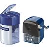 Staedtler 501 180 Temperamatite, Cono Regolabile & Temperamatite A Due Fori Con Serbatoio 512 001, Blu Argento, 41 x 58 x 41 Mm