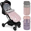 Interbaby Sacco Passeggino Invernale Universale Interbaby | Copri Passeggino Universale | Sacco Termico per Ovetto Rimovibile, Doppia Apertura, Facile da Lavare, Materiali Anallergici, Stella Rosa Marino