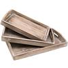 HMF Vassoio decorativo in legno dal design vintage, set da 3 pezzi, diverse misure, shabby chic, classico