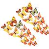 Shiwaki 24pcs Simulazione 3D Farfalla Tridimensionale Magnete Adesivo da Parete Decorazione Frigorifero Adesivo Decorazione della casa (Giallo)