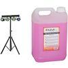 Ibiza DJLIGHT60 - IBIZA - Supporto luminoso con 2 PAR RGBB e 2 proiettori MOON FOWER RGBBBA - pacchetto LED 4 in 1 & SMOKE5L-HD - Fluido per macchine del fumo ad alta densità - 5 litri